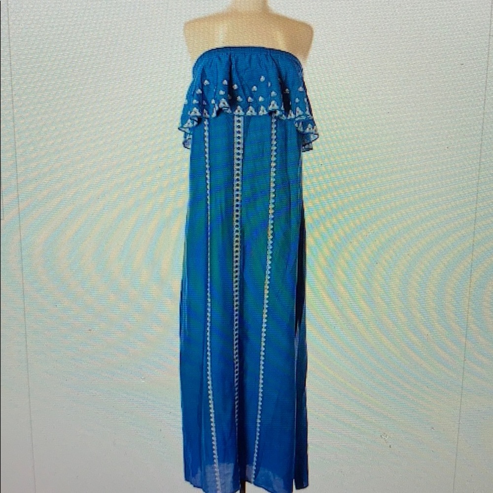 Vineyard vines maxi dress blue strapless, size 00